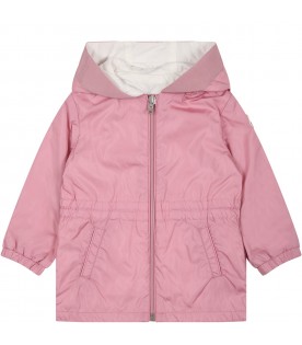 Pink "Messein"  jacket for baby girl with logo