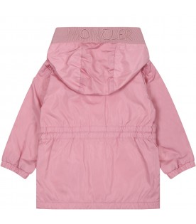 Pink "Messein"  jacket for baby girl with logo