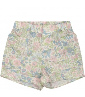Multicolor shorts for baby girl with flower print