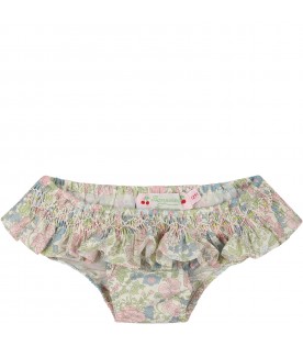 Multicolor briefs for baby girl with flower print