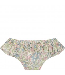 Multicolor briefs for baby girl with flower print