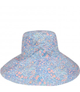 Blue cloche  for girl with liberty  Bourton Bloom print