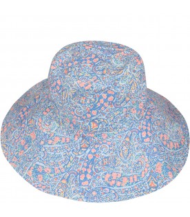 Blue cloche  for girl with liberty  Bourton Bloom print