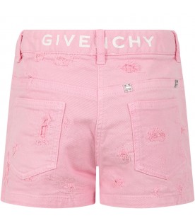 Pink shorts for girl with logo