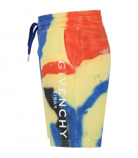 Multicolor shorts for boy with logo and 4G pattern
