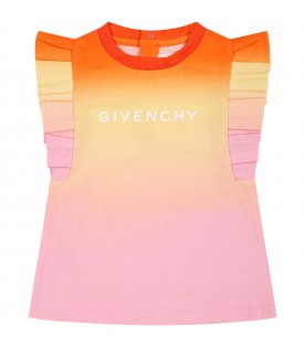 Multicolor t-shirt for baby girl with logo