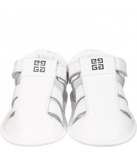 White sandals for baby kids with 4G pattern