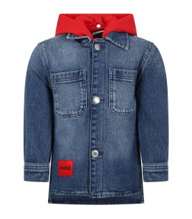 Blue jacket for boy with logo