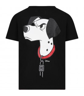 Balck t-shirt for kids with 101 Dalmatians print  and logo