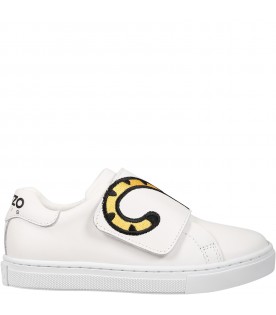 White sneakers for boy with Kotora and logo