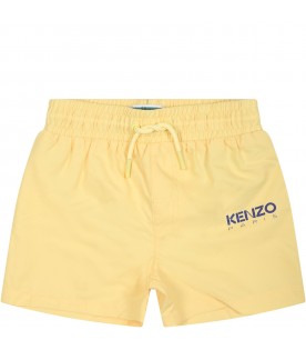 Yellow swim boxer for boy with logo