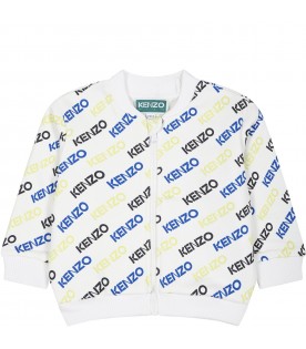 Multicolor sweatshirt for baby boy with logo all-over