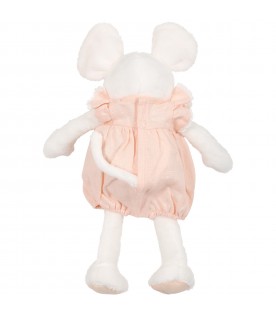 White soft toy for baby girl with logo