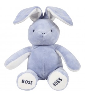 Light blue soft toy for baby boy with logo