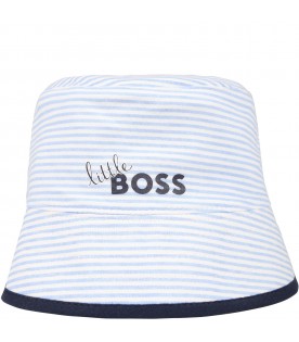 Multicolor cloche for baby boy with "Little Boss" writing