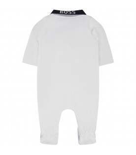 White romper for bay boy with logo