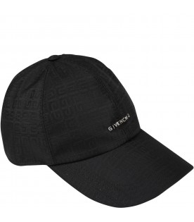 Black hat for kids with logo and 4G pattern
