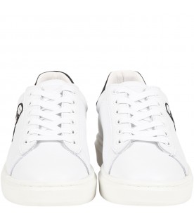 White sneakers for kids with Karl Lagerfeld patch and logo