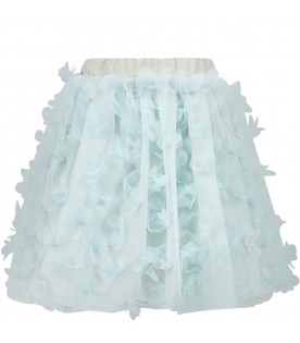 Green skirt for girl with tulle applications