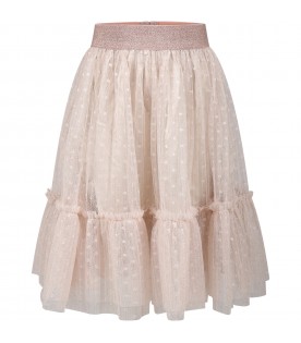 Pink skirt for girl with embrodery and rhinestones