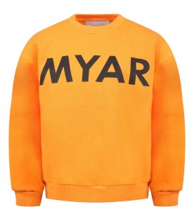 Orange sweatshirt for boy with logo
