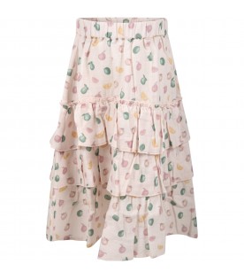 Pink  skirt for girl with fruit print