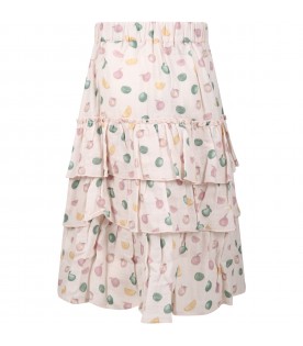 Pink  skirt for girl with fruit print