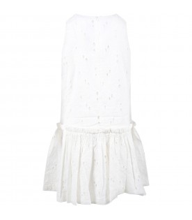 White dress for girl with sangallo lace