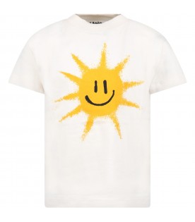 Ivory t-shirt for kids with sun print