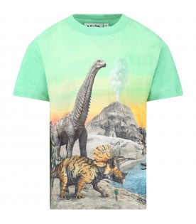 Multicolor T-shirt for boy with dinosaur print
