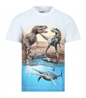 Multicolor t-shirt for boy with dinosaur print