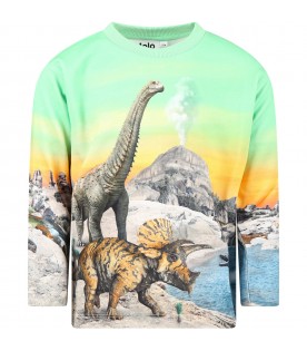 Multicolor sweat-shirt for boy with dinosaur print