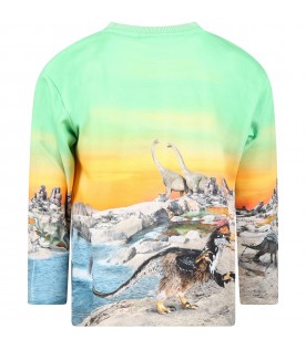 Multicolor sweat-shirt for boy with dinosaur print