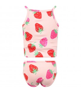 Multicolor set for girl with strawberry print