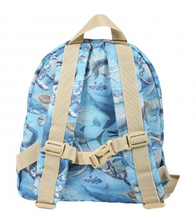 Multicolor backpack for boy with animal print