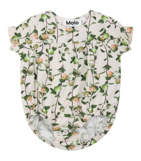 Multicolor body for baby girl with apple print