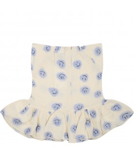 Ivory dress for baby girl with smiley all-over