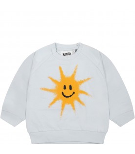 Light blue sweatshirt for bay boy with sun print