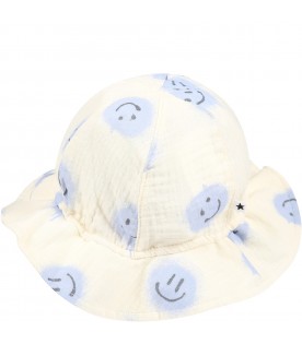 White cloche for girl with smiley