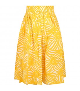 Yellow skirt for girl with  sunbeams print