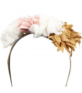 Multicolor headband for girl with floral applications
