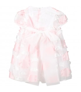 Multicolor dress for baby girl with embroidery and fringes