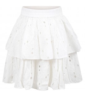 White skirt for girl with flowers