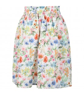 Multicolor skirt for girl with floral print
