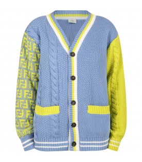 Multicolor cardigan for boy with iconic double FF