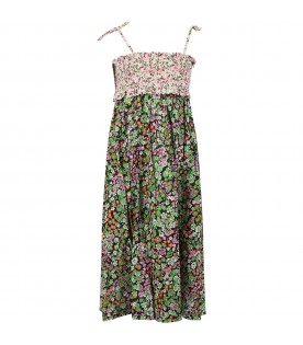 Multicolor dress for girl with floral print