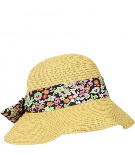 Multicolor hat for girl with floral print