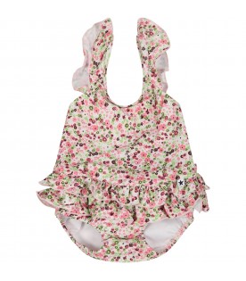 Multicolor swimsuit for baby girl with floral print