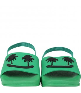 Green sandals for kids with smiley