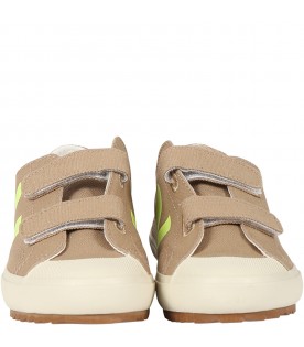 Brown sneakers for kids with logo